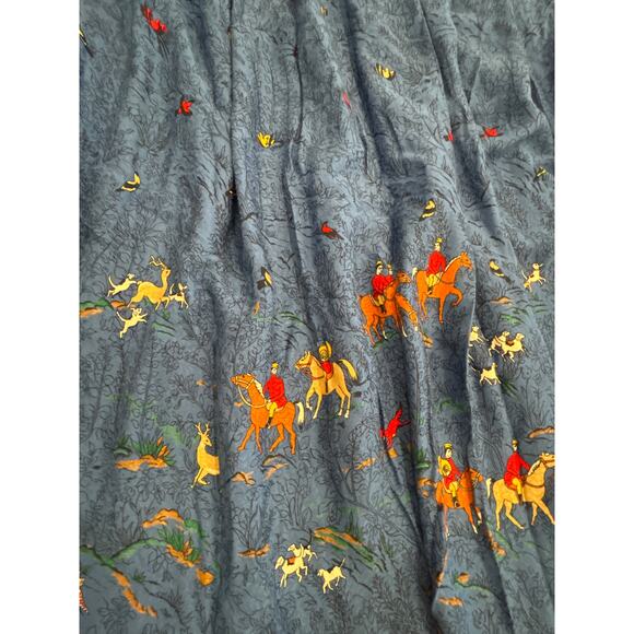 Chaus Novelty Print Blue Horse Dogs Equestrian English Hunt Skirt Size 10 - Picture 4 of 6